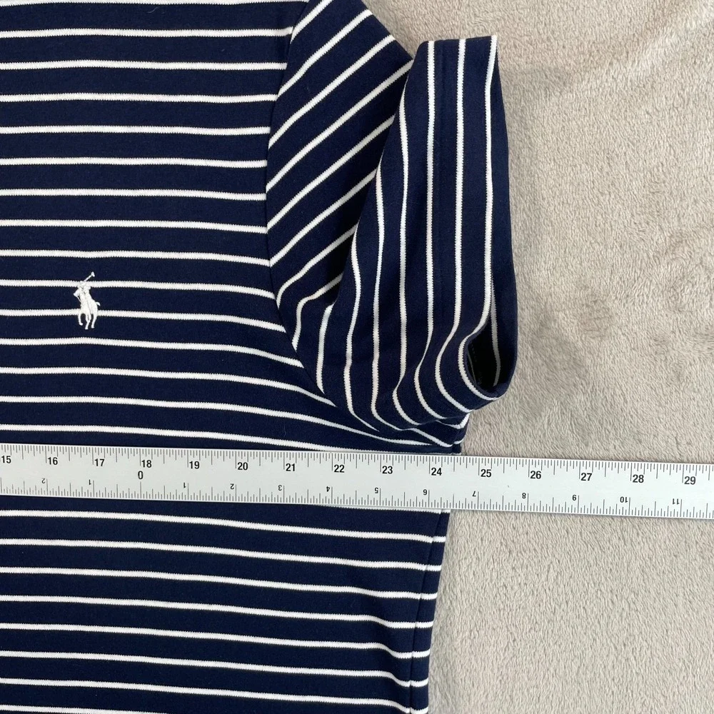 Polo Ralph Lauren Polo Shirt Men XL‎ Navy Blue Striped White Pony Preppy Cotton